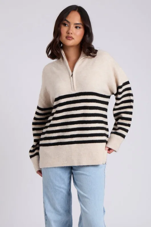 Half Zip Stripe Jumper