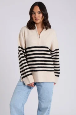 Half Zip Stripe Jumper
