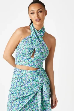 Halle Cross Over Halter Top