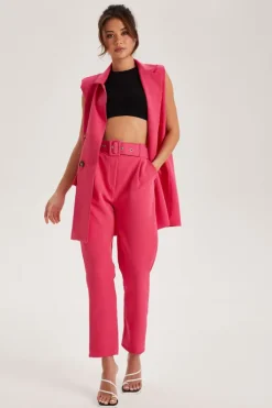 Hot Pink Belted Trousers