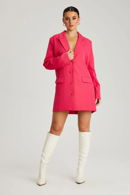 Hot Pink Oversized Blazer Dress