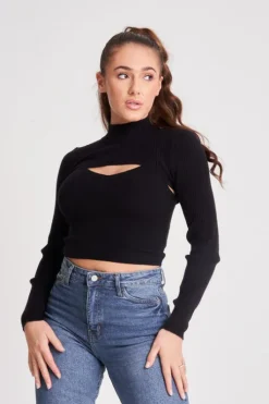 2in1 Long Sleeve Crop Jumper & Vest Set