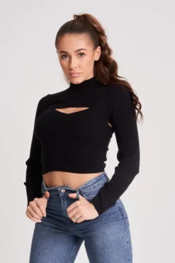 2in1 Long Sleeve Crop Jumper & Vest Set