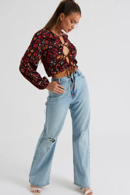 Indigo Cut Out Top