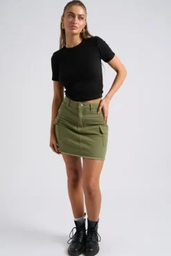 Khaki Cara Cargo Mini Skirt