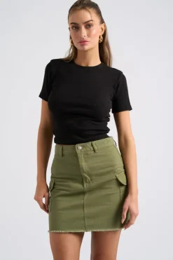 Khaki Cara Cargo Mini Skirt