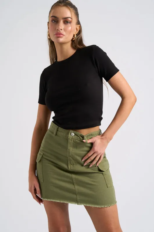 Khaki Cara Cargo Mini Skirt