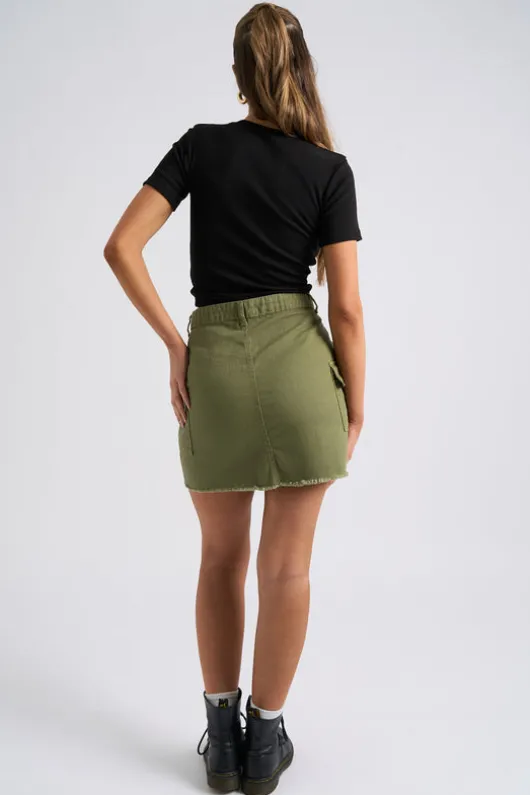 Khaki Cara Cargo Mini Skirt