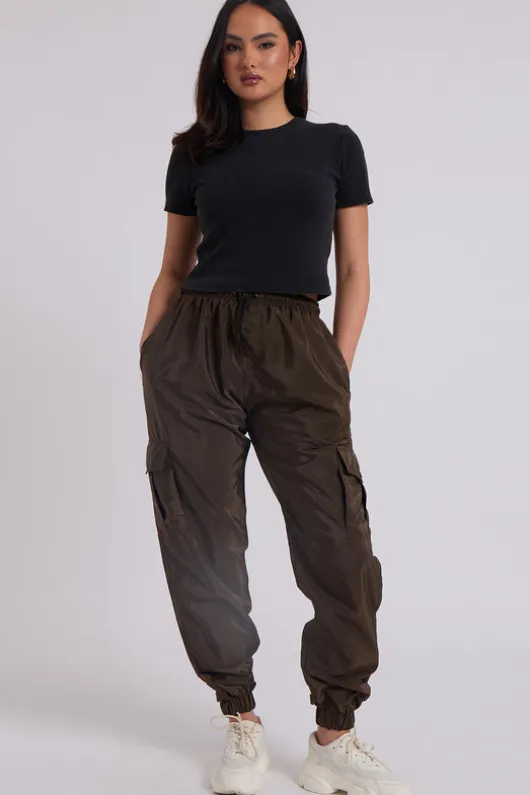 Khaki Parachute Cargo Trousers | Urban Bliss clothing