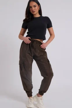 Khaki Parachute Cargo Trousers | Urban Bliss clothing