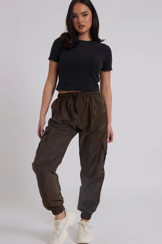 Khaki Parachute Cargo Trousers | Urban Bliss clothing