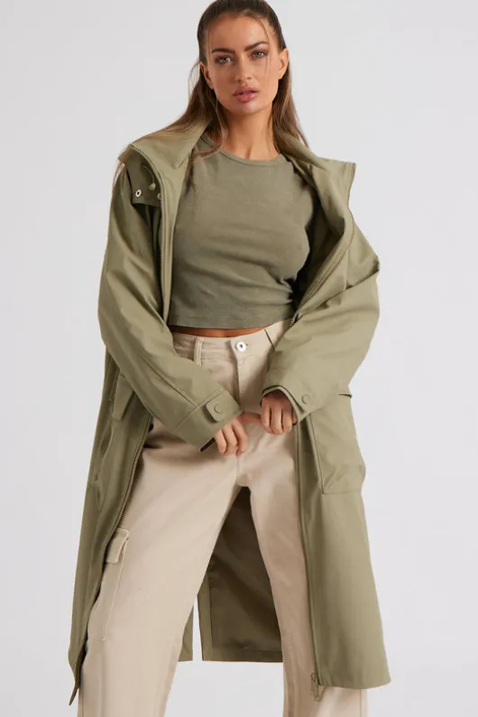 Khaki Rubberised Raincoat