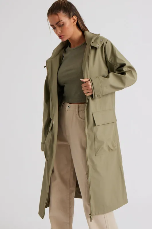 Khaki Rubberised Raincoat