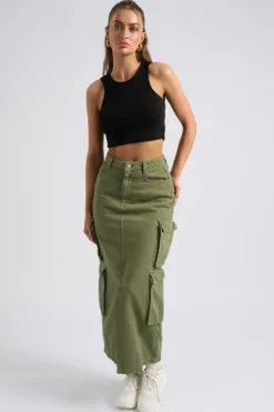Khaki Soda Cargo Skirt