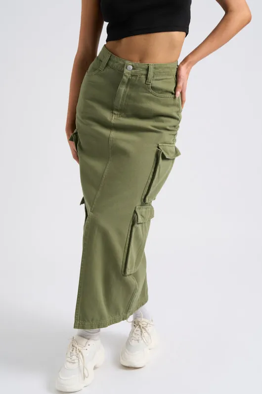 Khaki Soda Cargo Skirt