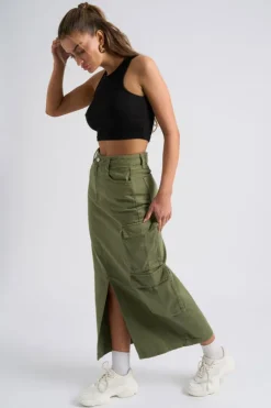 Khaki Soda Cargo Skirt