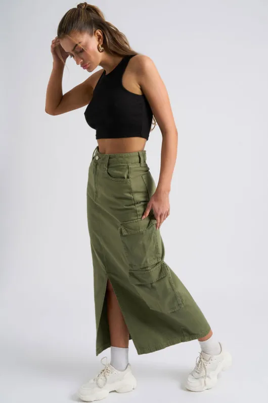 Khaki Soda Cargo Skirt
