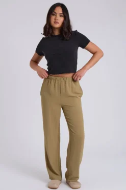 Khaki Wide Leg Pants
