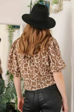 Lana Puff Sleeve Animal Blouse