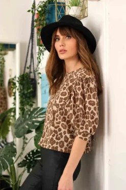 Lana Puff Sleeve Animal Blouse