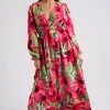 Large Floral Ruched Smock Dress