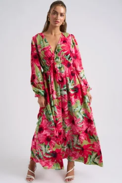Large Floral Ruched Smock Dress