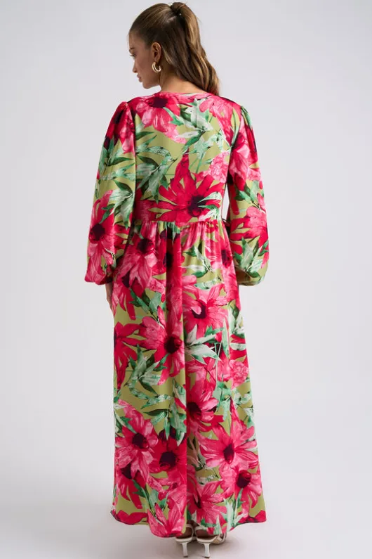 Large Floral Ruched Smock Dress