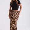 Leopard Bias Cut Maxi Skirt