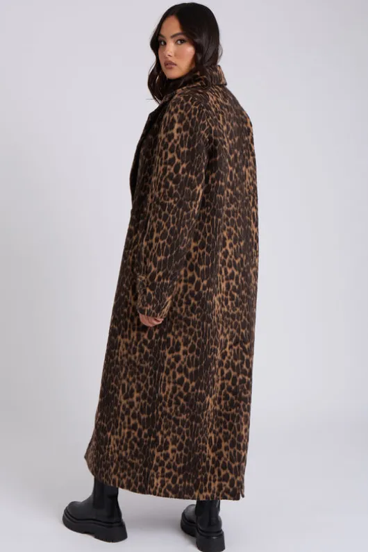 Leopard Faux Wool Formal Coat