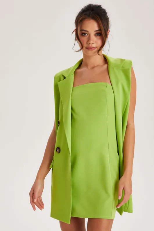Lime Strapless Tailored Dress | Urban Bliss clothing