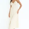 Linen Blend Beaded Maxi Dress