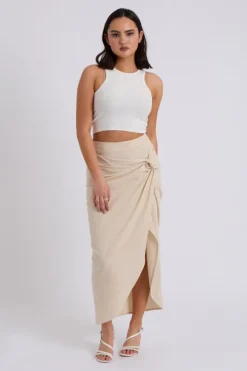 Linen Blend Maxi Skirt