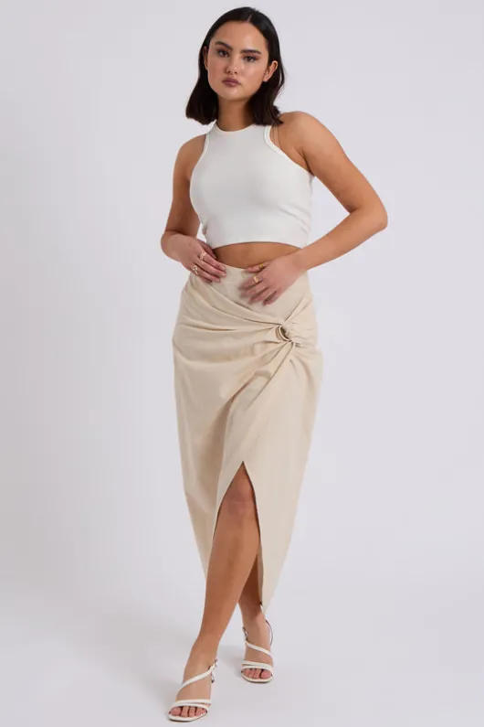 Linen Blend Maxi Skirt