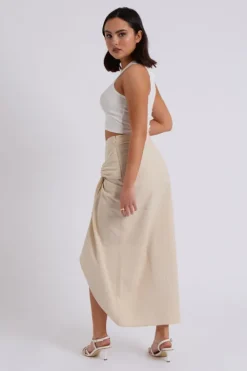 Linen Blend Maxi Skirt