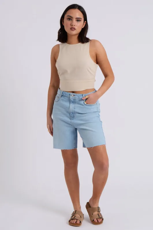 Linen Blend Tie Back Top