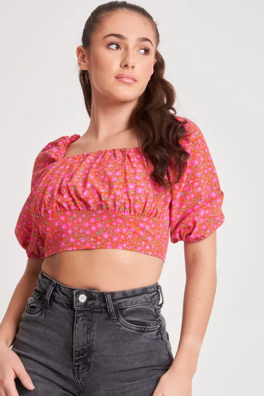 Lotta Floral Square Neck Top