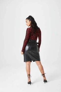 Lovato PU Belted Midi Skirt