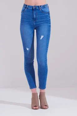 Max Blue High Waist Distressed Skinny Jean