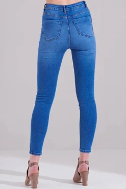 Max Blue High Waist Distressed Skinny Jean