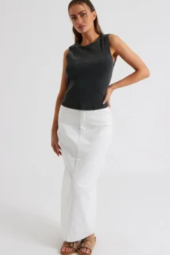 Maxi Split Back Twill Skirt