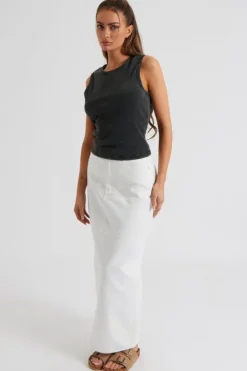 Maxi Split Back Twill Skirt