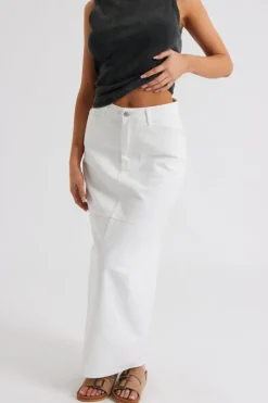 Maxi Split Back Twill Skirt