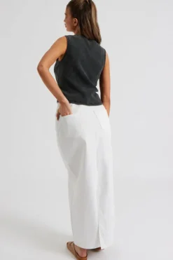 Maxi Split Back Twill Skirt