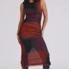 Mesh Tye-Dye Midaxi Dress
