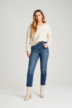 Mid Blue Tanya Straight Leg Jean