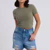 Mid-Wash Ripped Mom Short