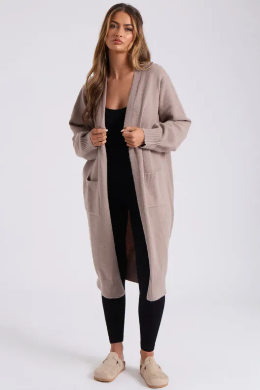 Mink Longline Patch Pocket Cardi