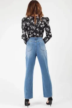 Mono Black Floral Satin Wrap Top