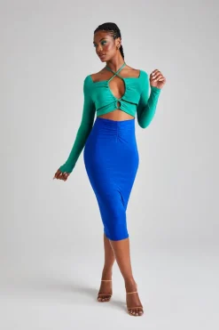 Multi Colour Block Midi Dress