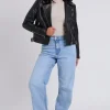 Nessa Black Faux Leather Biker Jacket